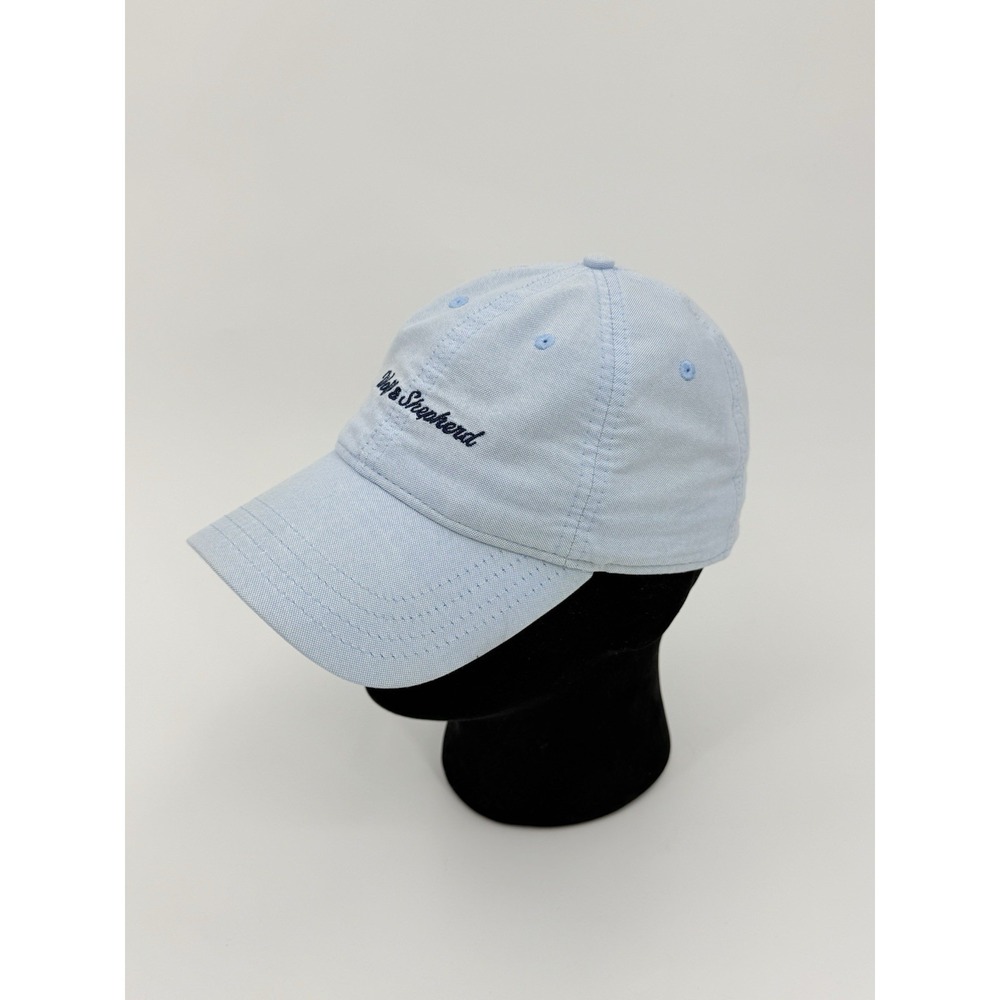 Wolf & Shepherd Light Blue Oxford Cloth Dad Hat Cap Leather Strap Adjustable